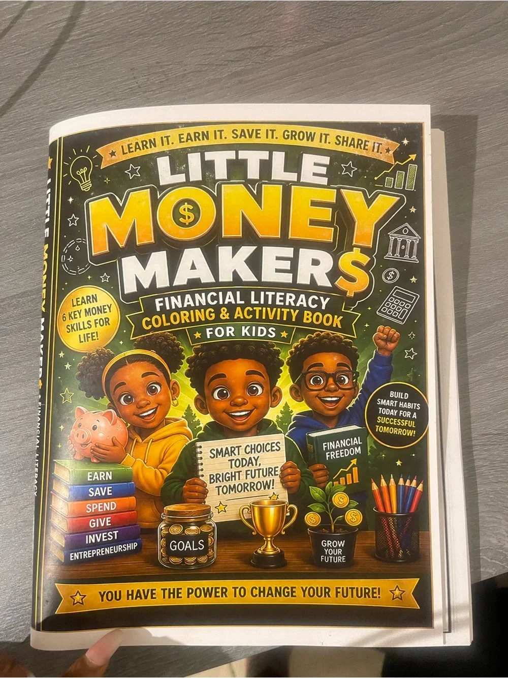 Financial Literacy Coloring & Activity Book - Yellow/Green